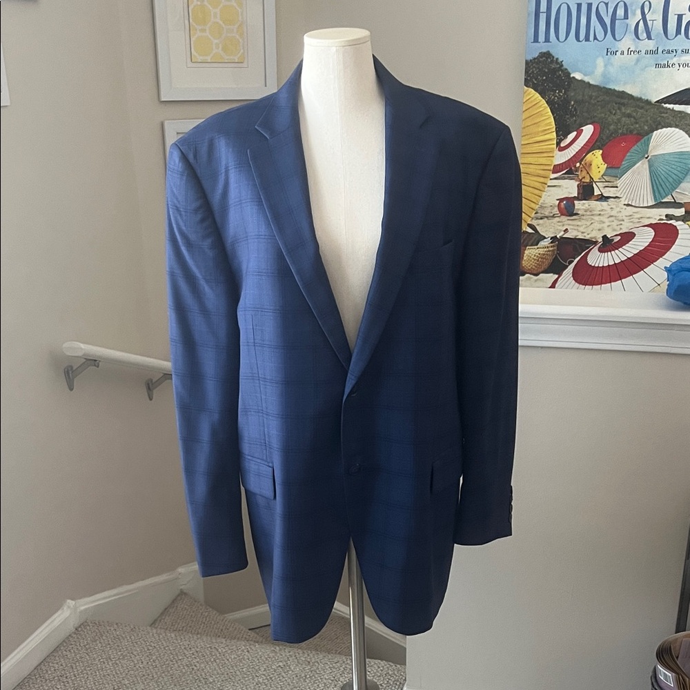 Peter Millar Navy Checkered Blazer